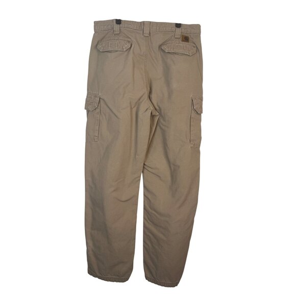 Carhartt 36 x 34 Mens Khaki Cargo Pants Dungaree Fit 100% Durable Workwear - Picture 2 of 14